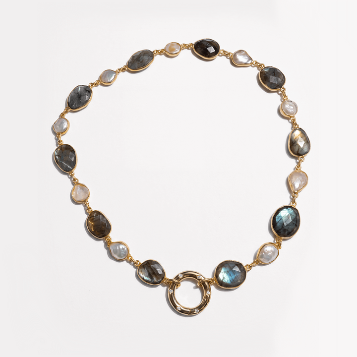Labradorite Pearl Choker Necklace
