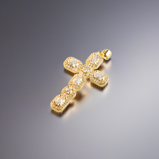 Micro Páve white stone cross pendant