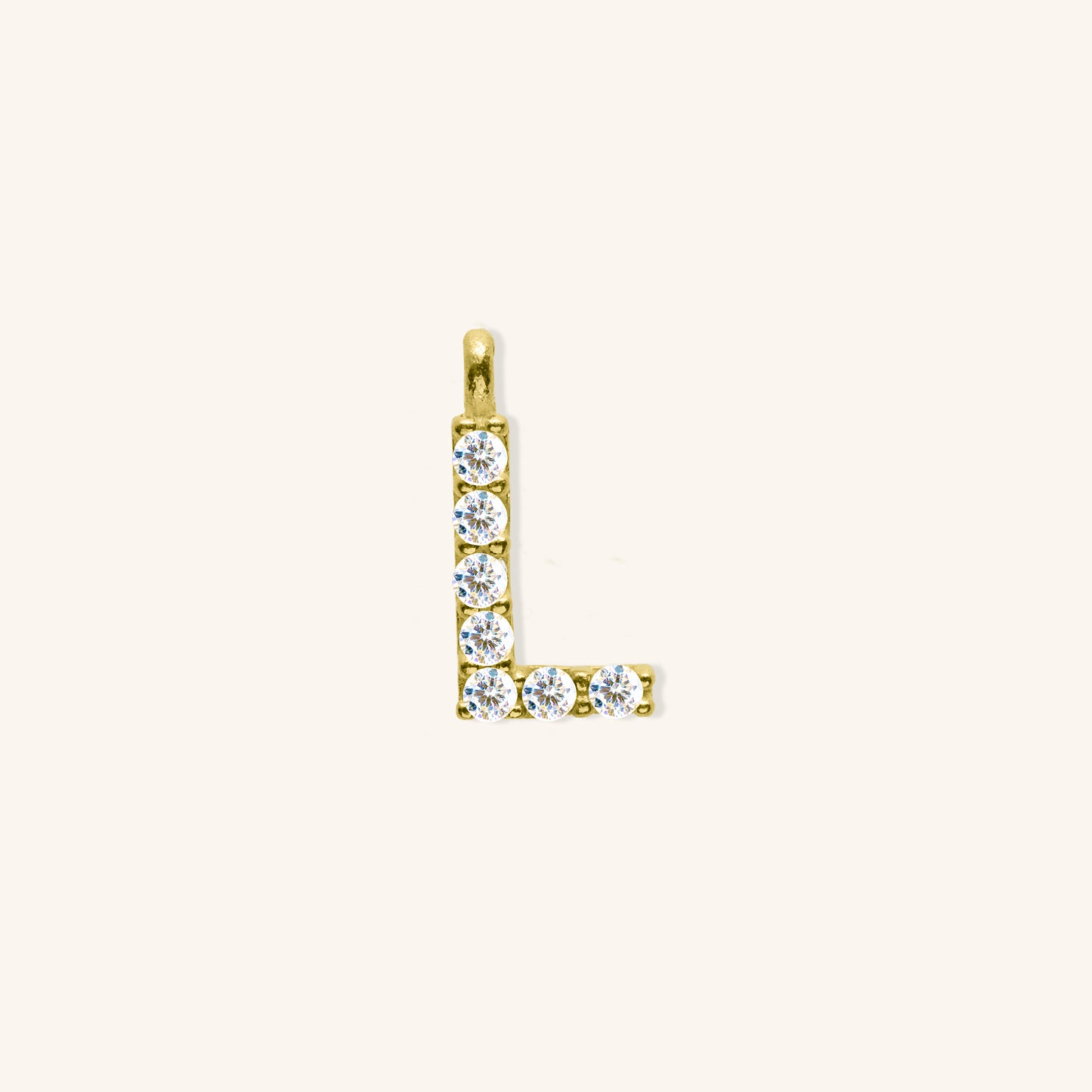 White Diamond Initial Charm - L