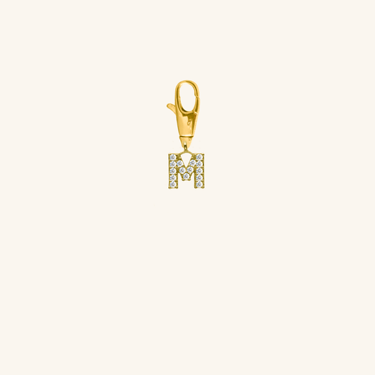 White Diamond Initial Charm -M