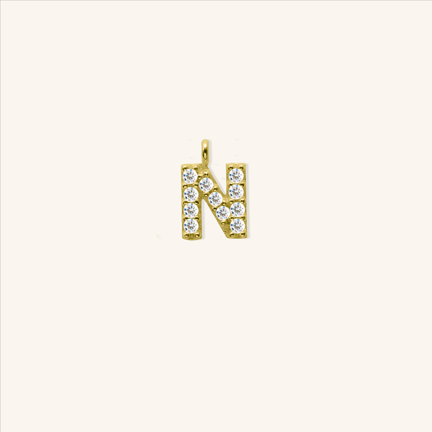 White Diamond Initial Charm - N
