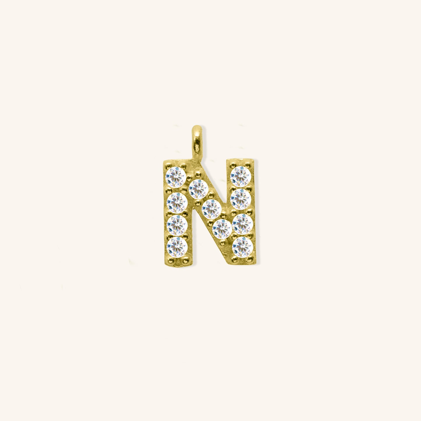White Diamond Initial Charm - N