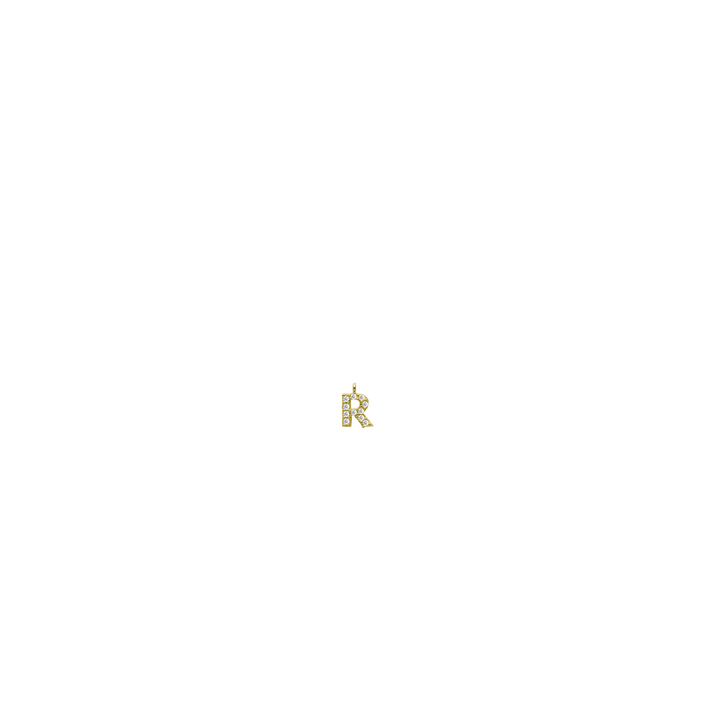 White Diamond Initial Charm - R