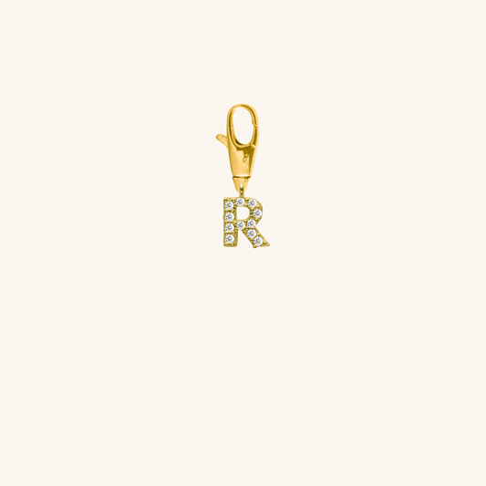White Diamond Initial Charm - R