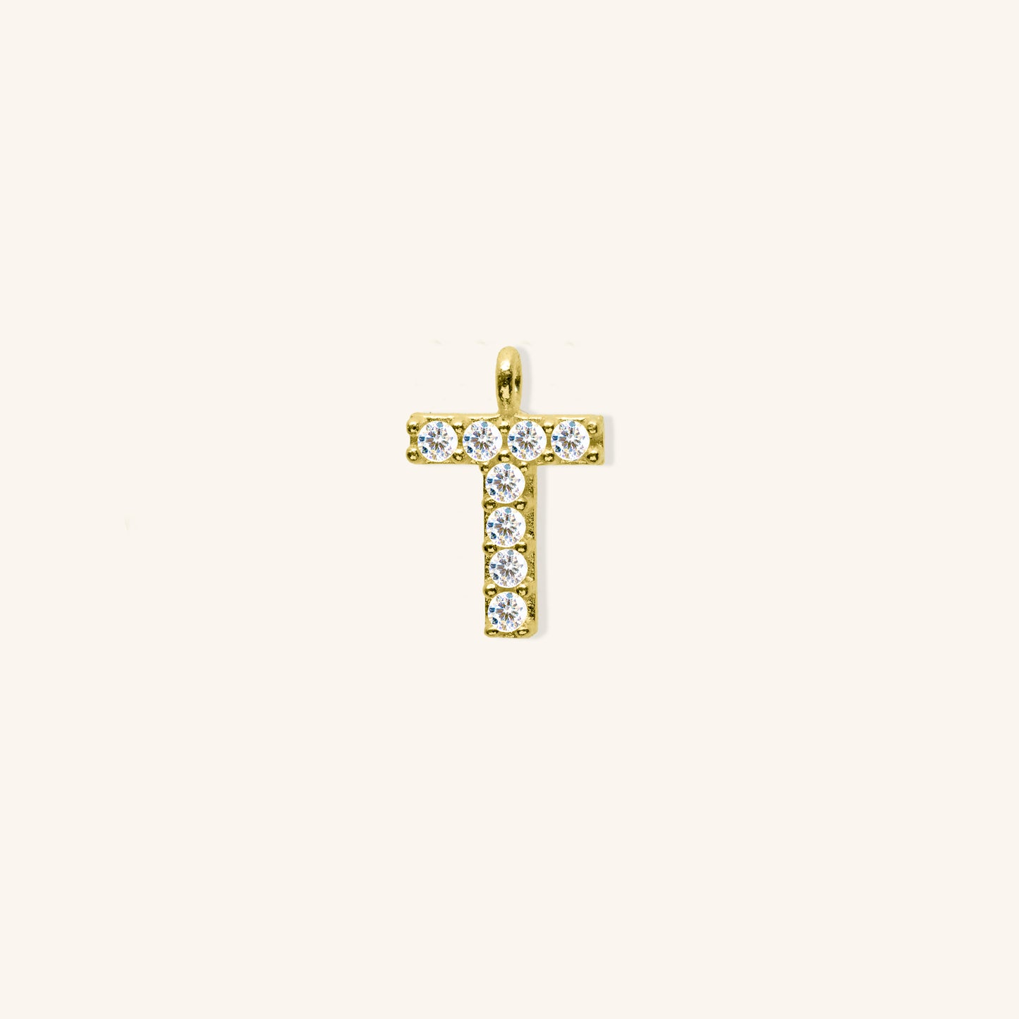 White Diamond Initial Charm - T