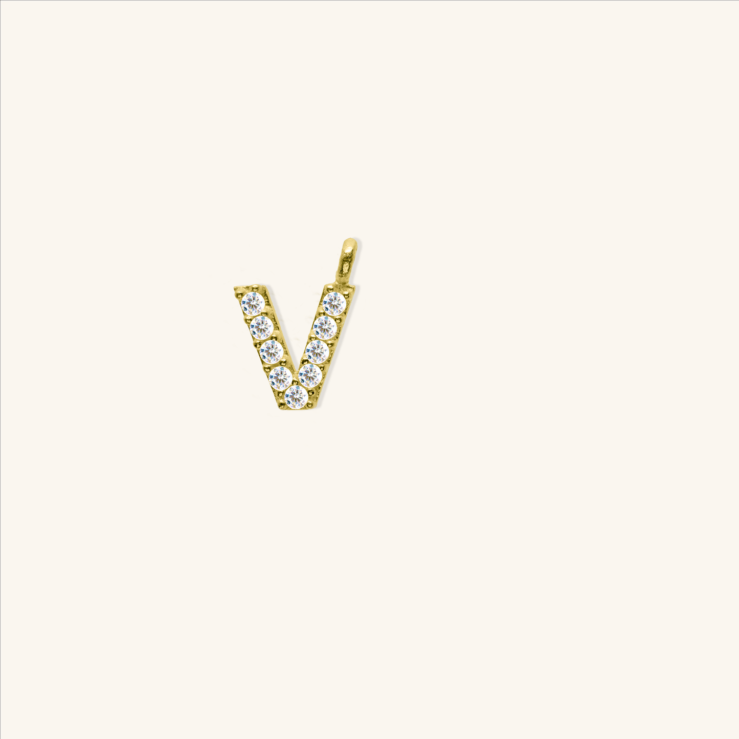 White Diamond Initial Charm - V
