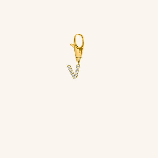 White Diamond Initial Charm - V