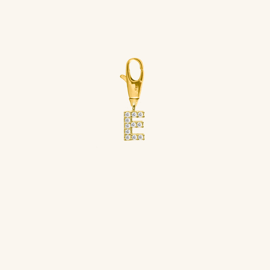 White Diamond Initial Charm - E