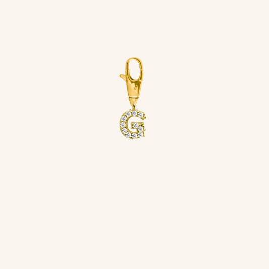 White Diamond Initial Charm G