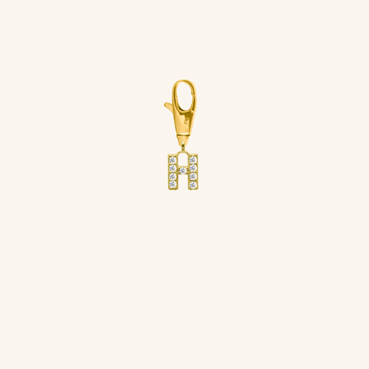 White Diamond Initial Charm - H