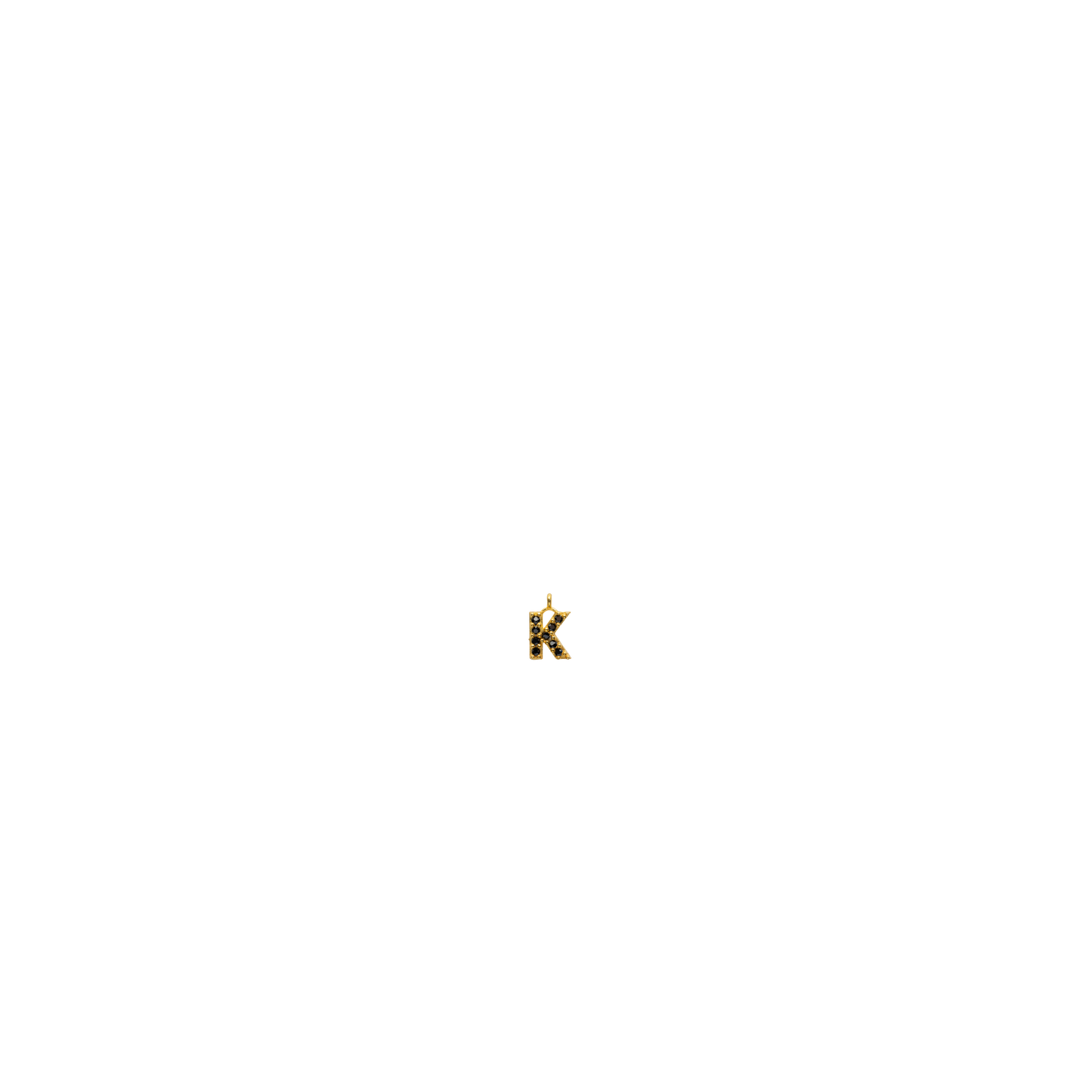 Gold Black Initial Charm - K
