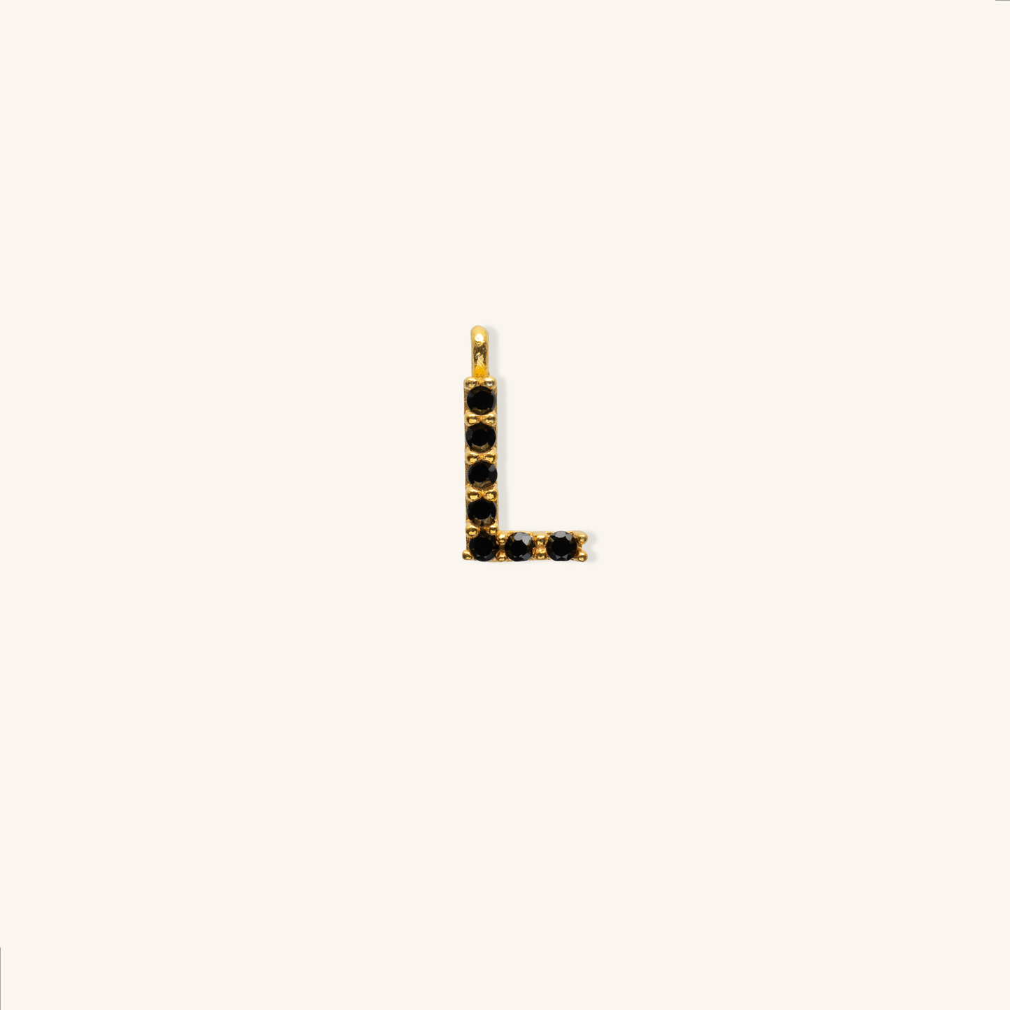 Gold Black Initial Charm - L