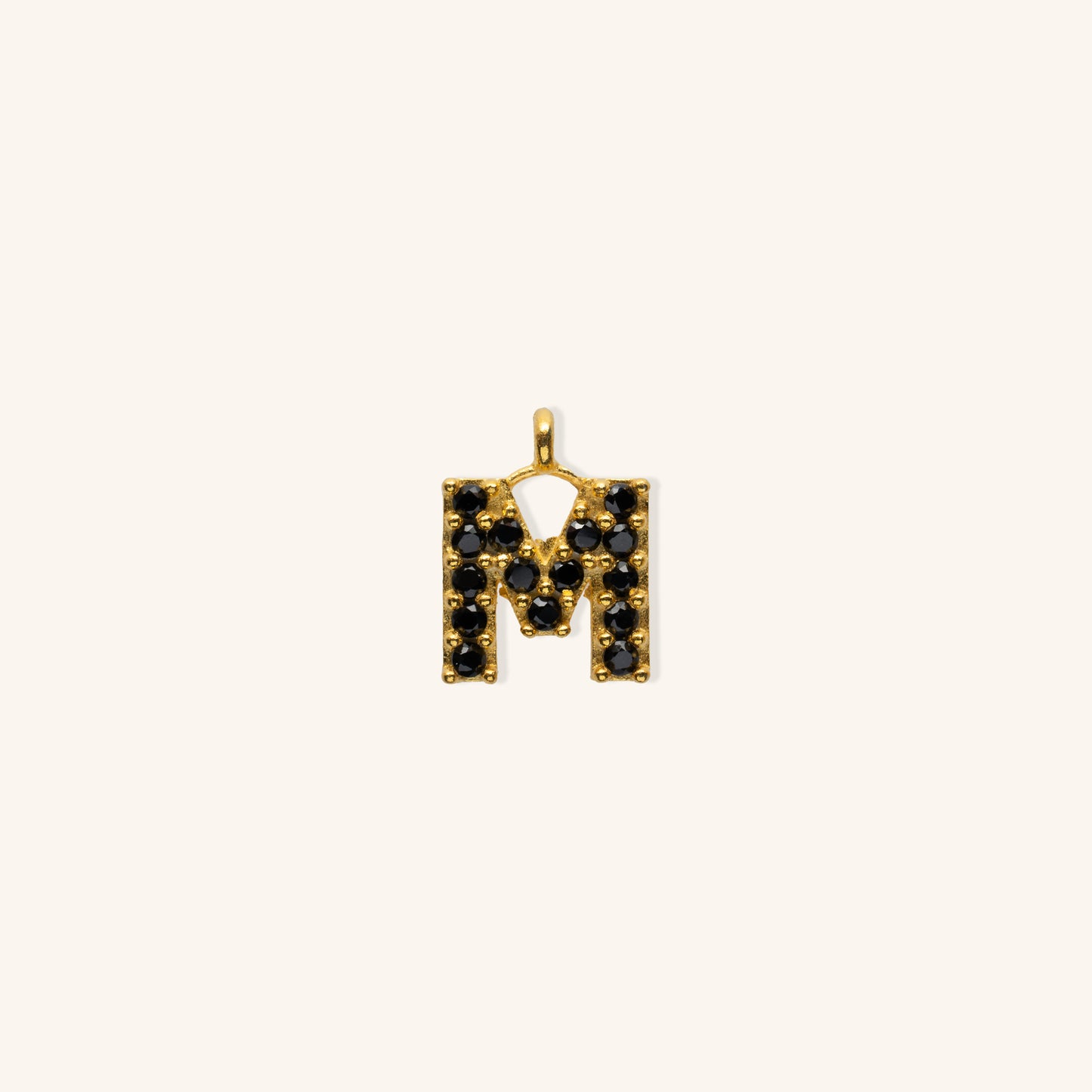 Gold Black Initial Charm - M