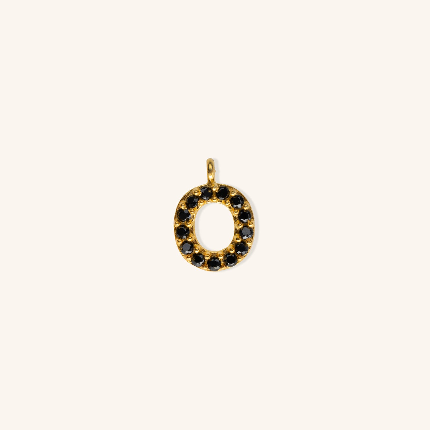 Gold Black Initial Charm - O
