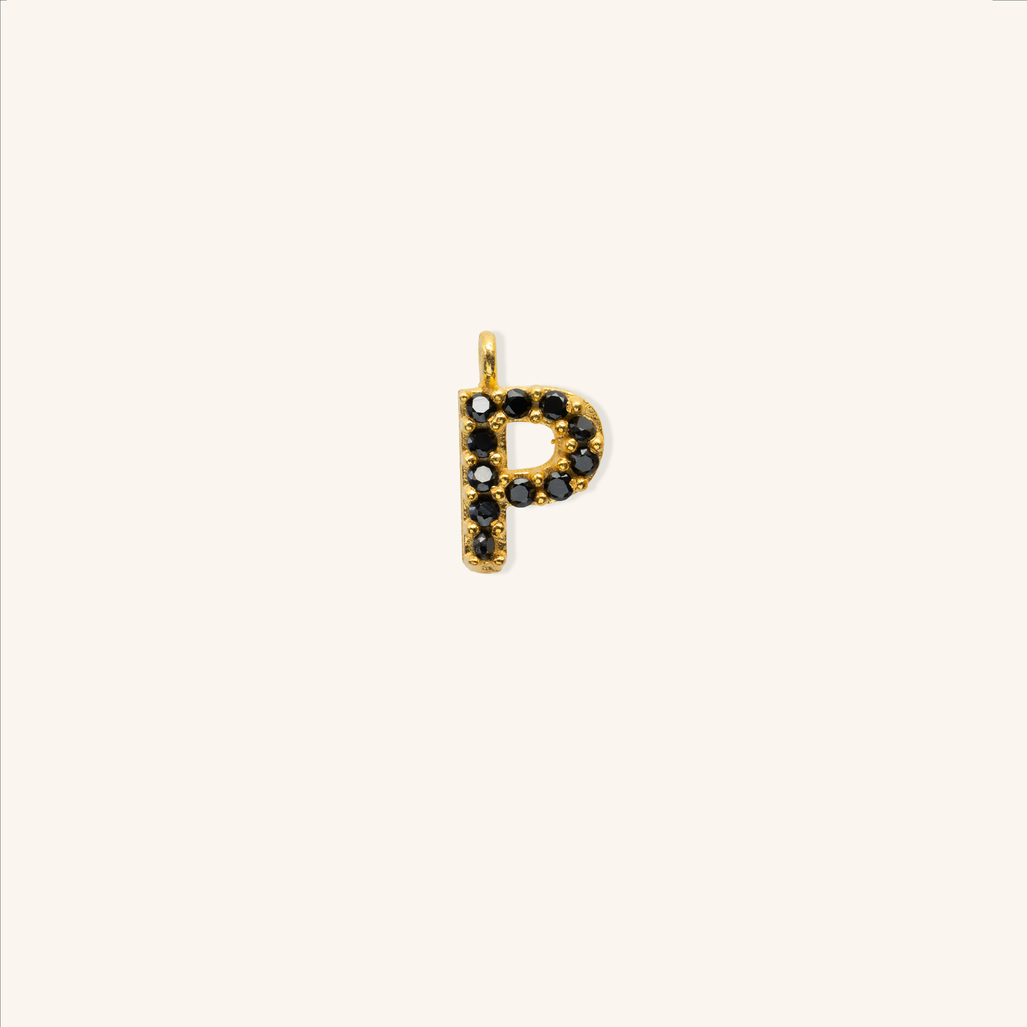 Gold Black Initial Charm - P