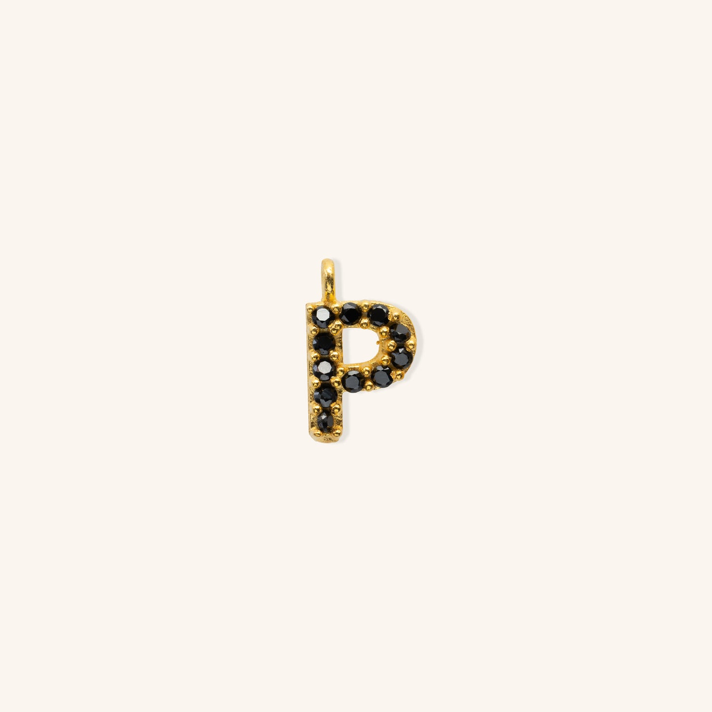 Gold Black Initial Charm - P