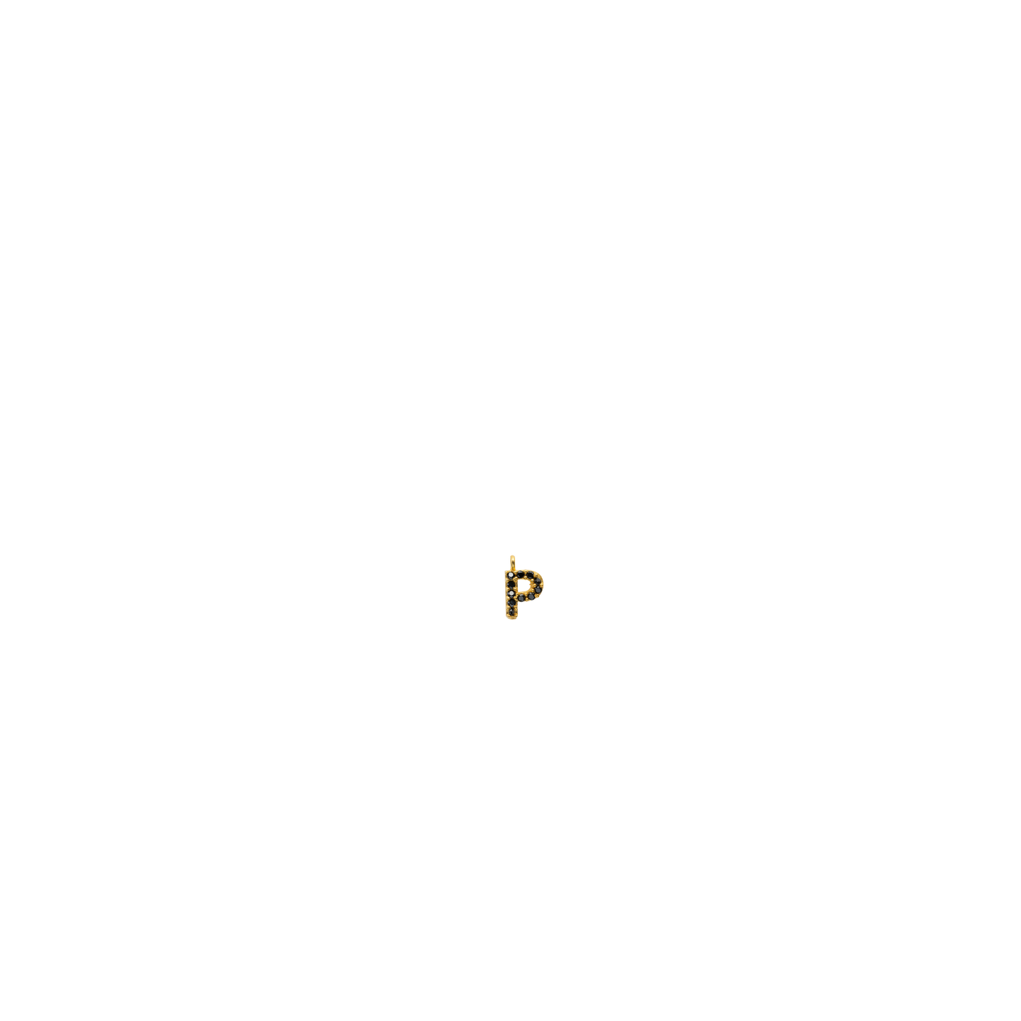 Gold Black Initial Charm - P