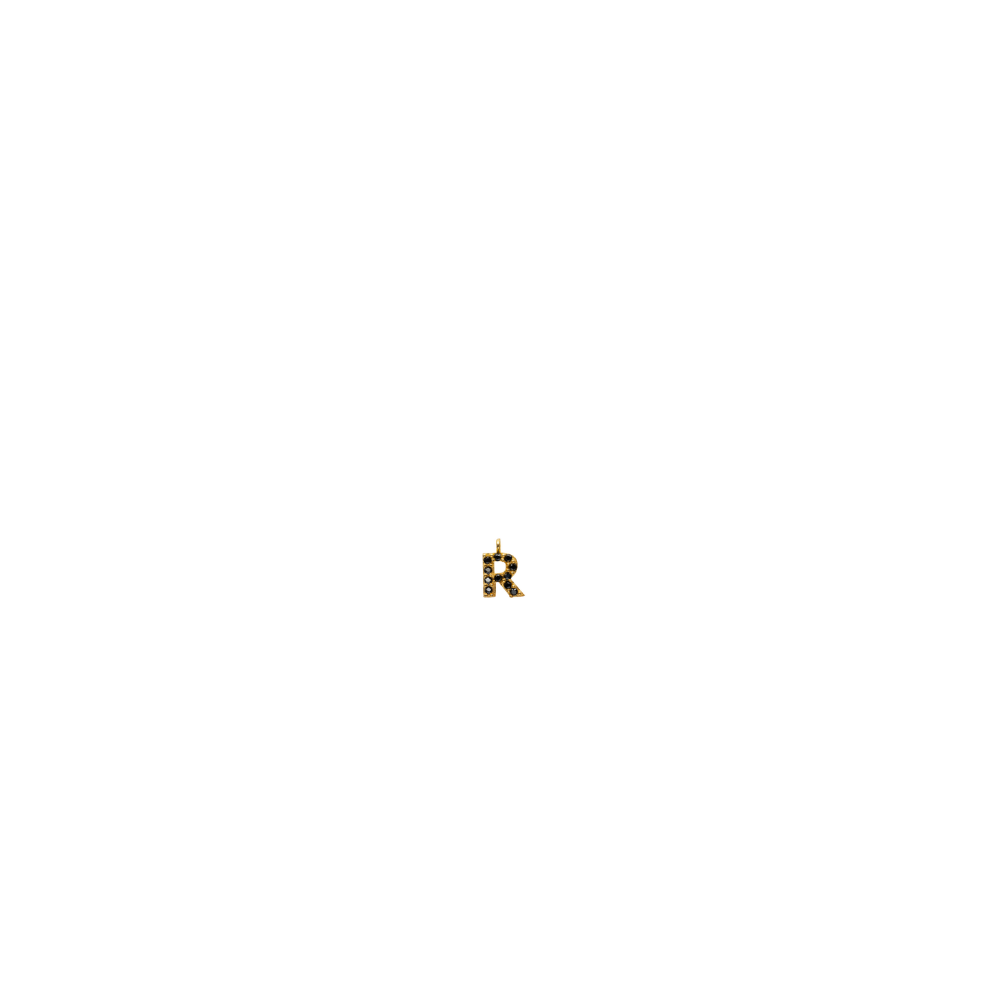 Gold Black Initial Charm - R