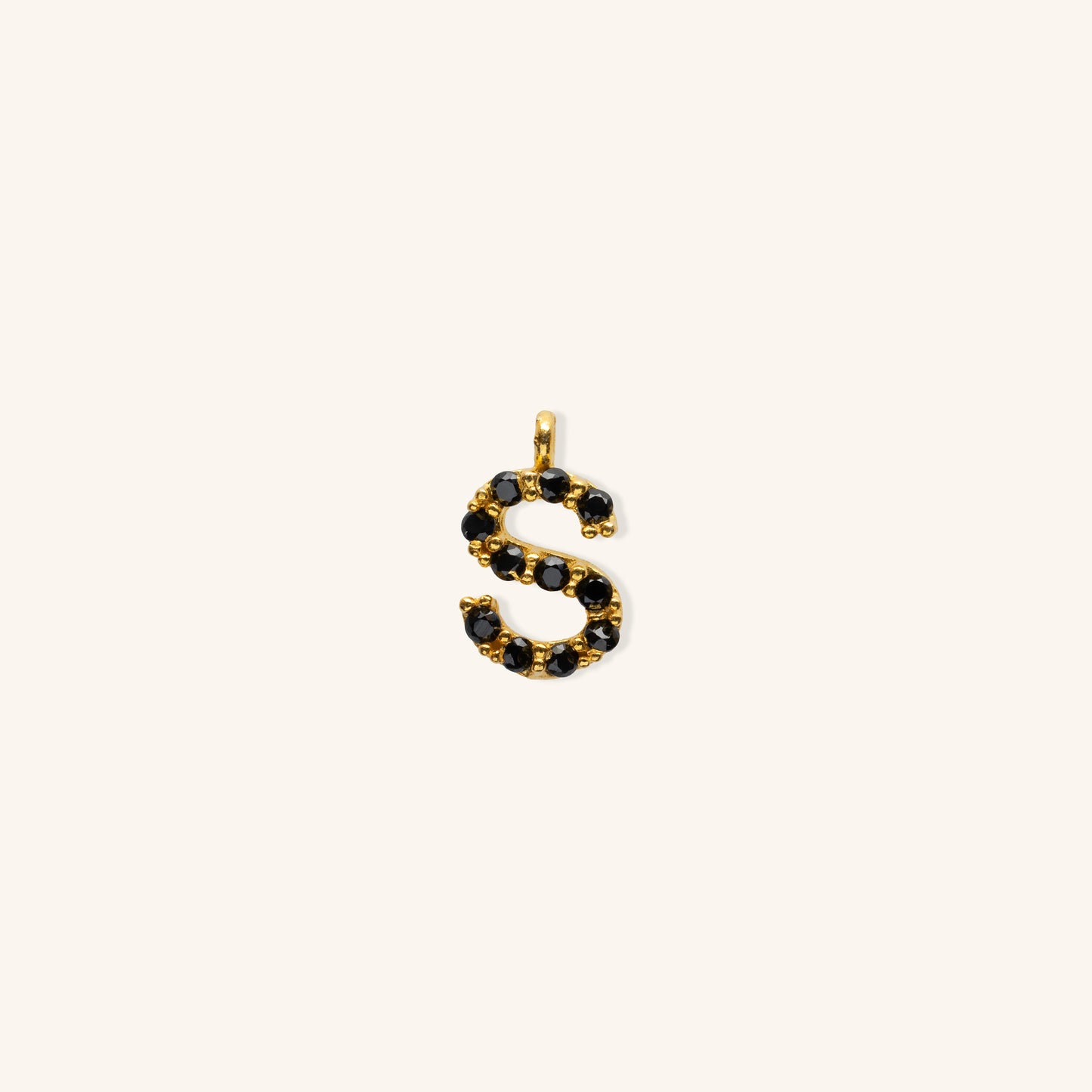 Gold Black Initial Charm - S