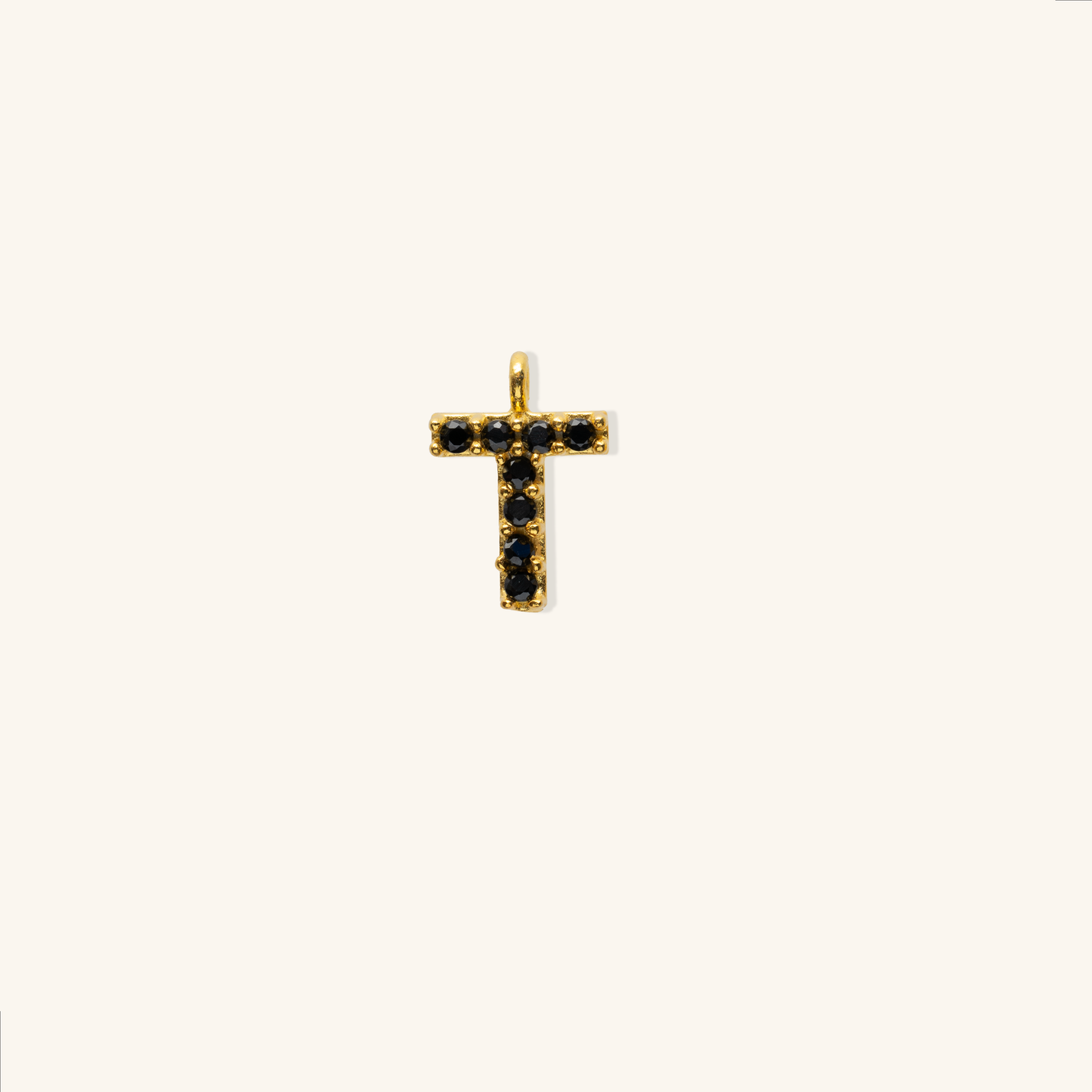 Gold Black Initial Charm - T