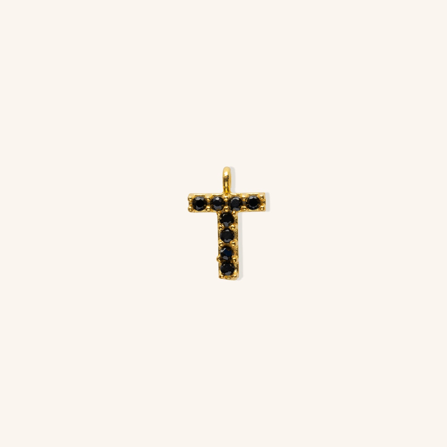 Gold Black Initial Charm - T