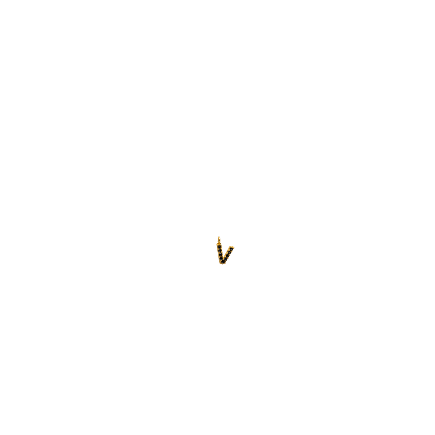 Gold Black Initial Charm - V