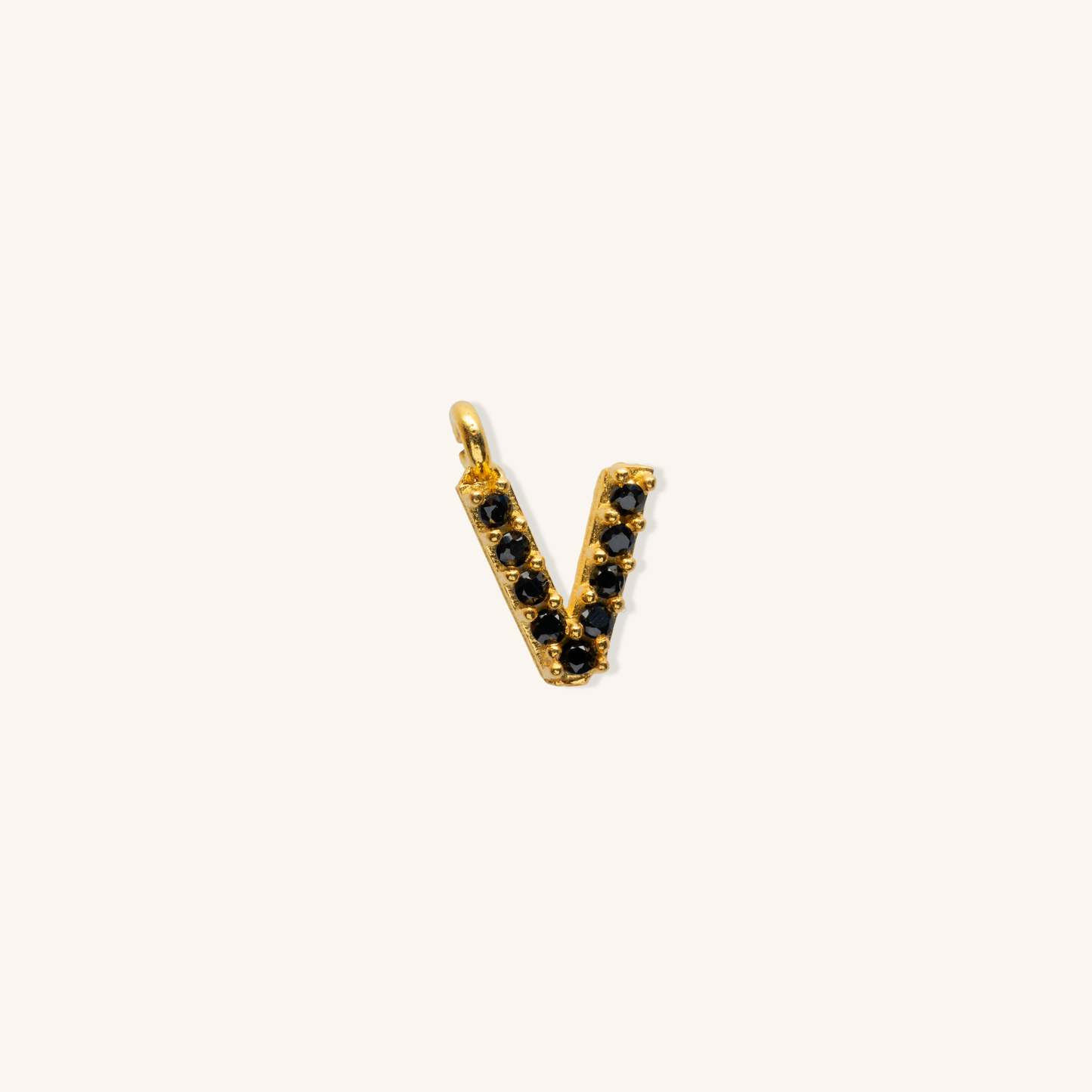 Gold Black Initial Charm - V