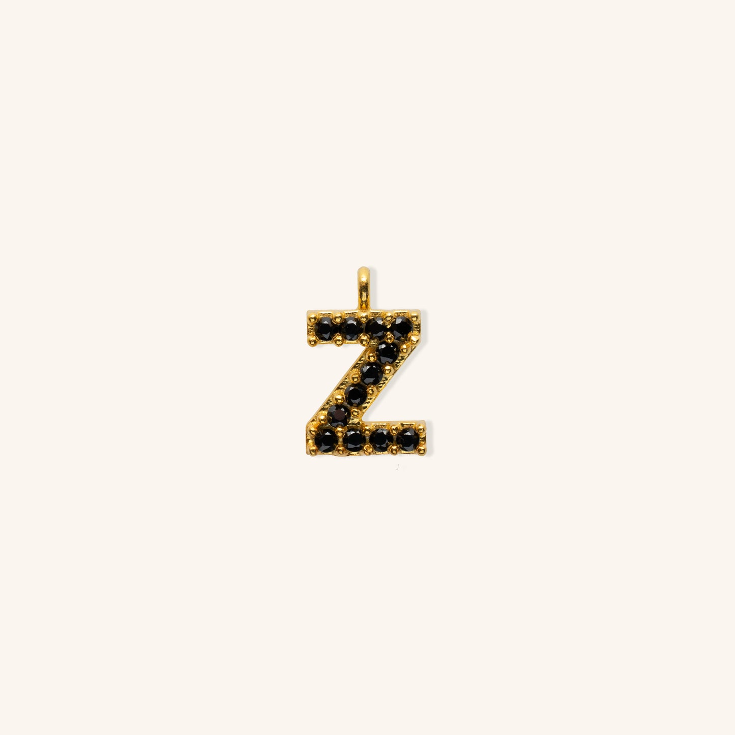 Gold Black Initial Charm - Z