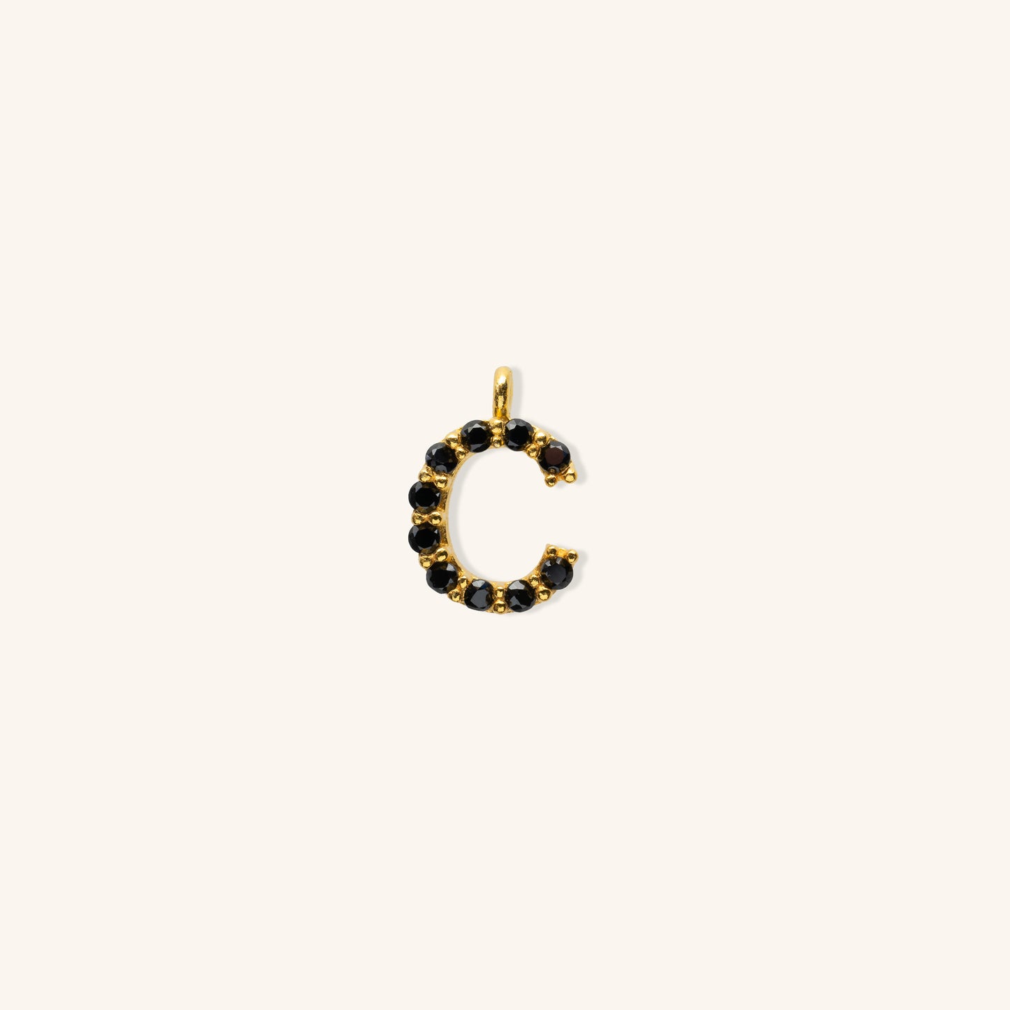 Gold Black Initial Charm - C