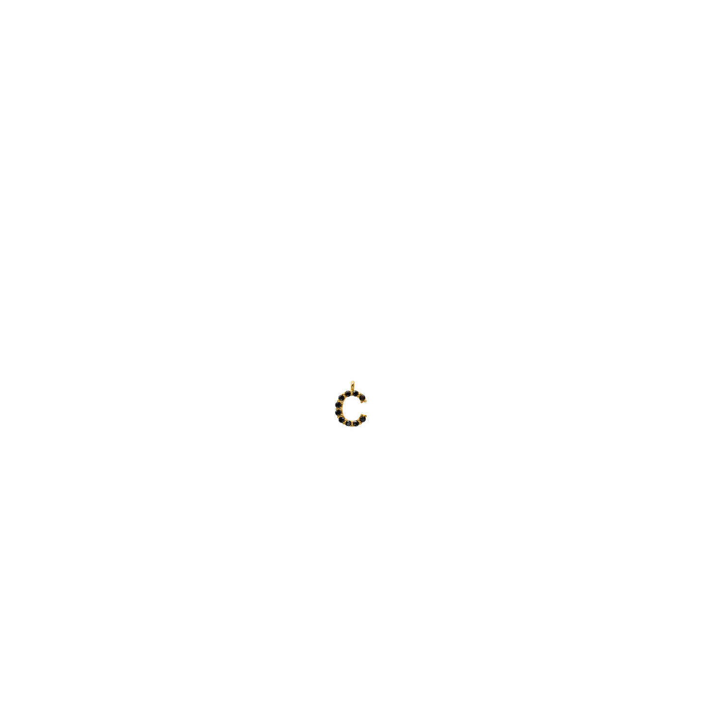 Gold Black Initial Charm - C
