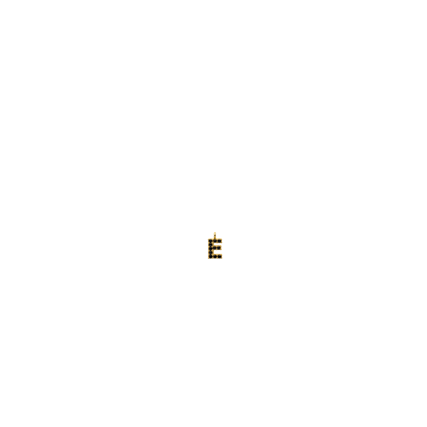 Gold Black Initial Charm  - E