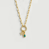  Gold Paperclip Initial Birthstone Necklace 