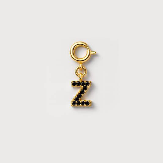 Gold Black Initial Pendant
