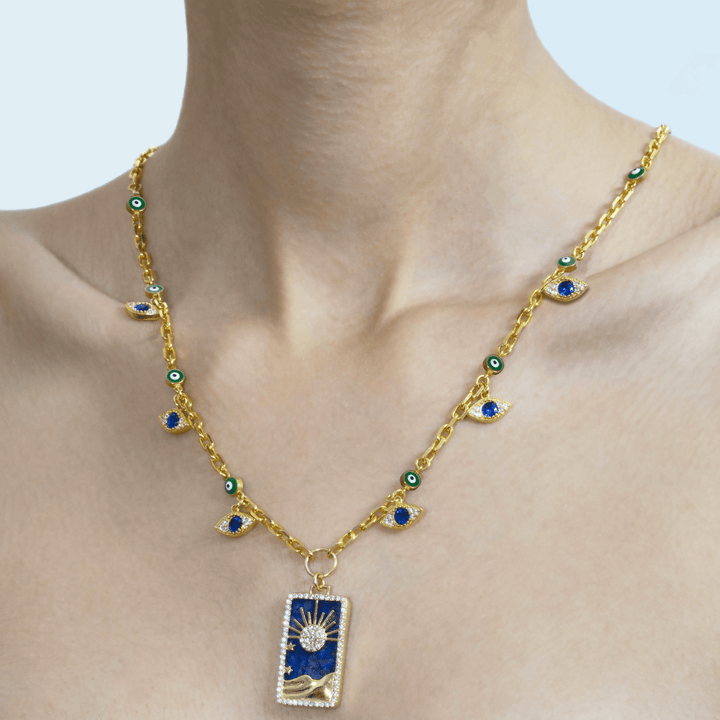 ATHENA evil eye gold necklace