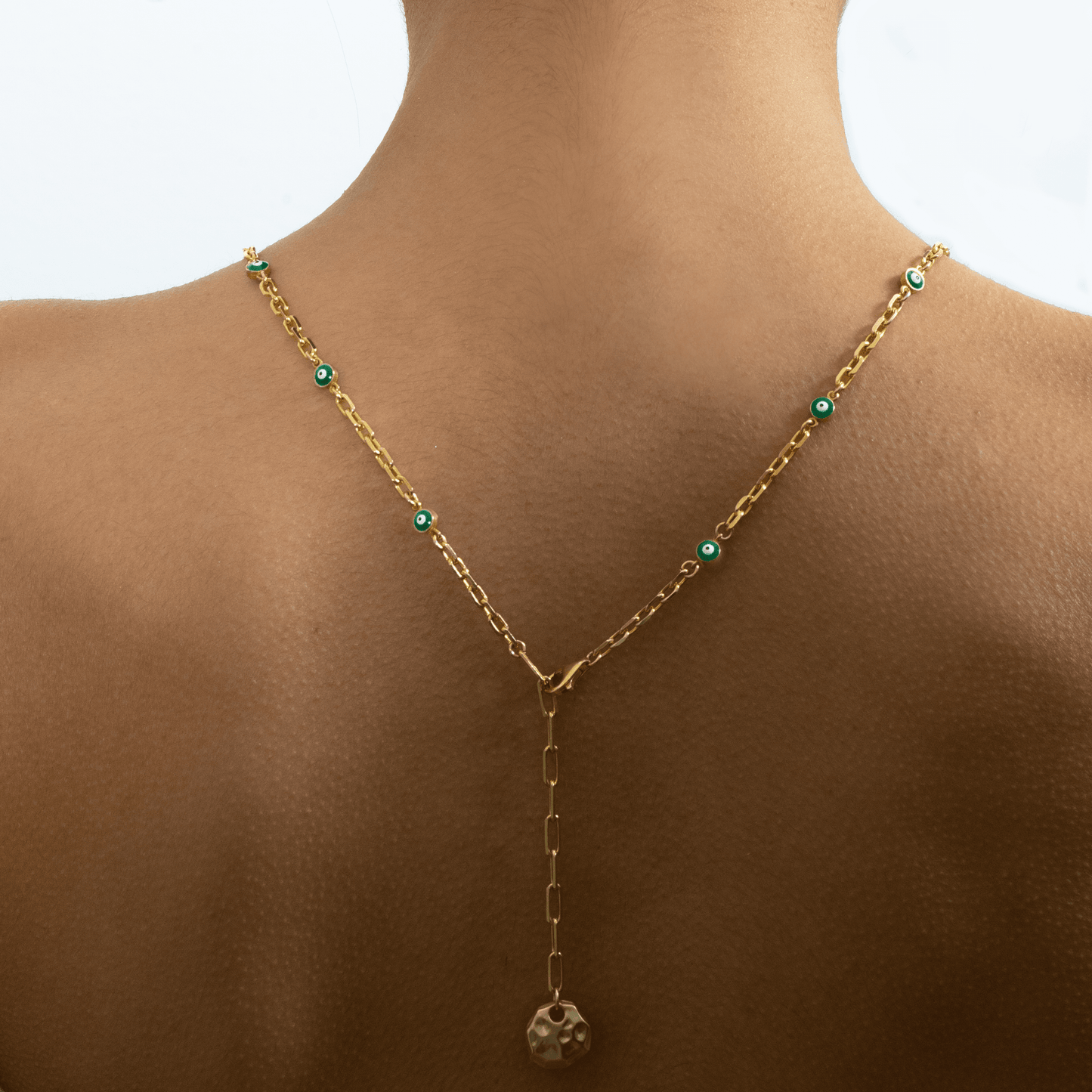 Evil eye statement gold necklace