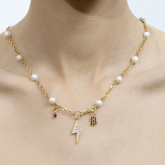 Gold initial charm necklace