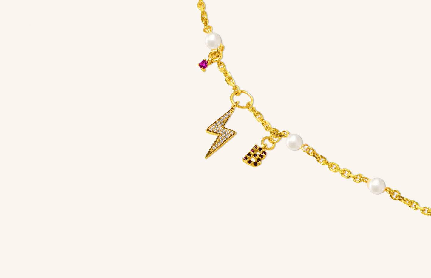 Gold and Pearl Letter Charm Necklace