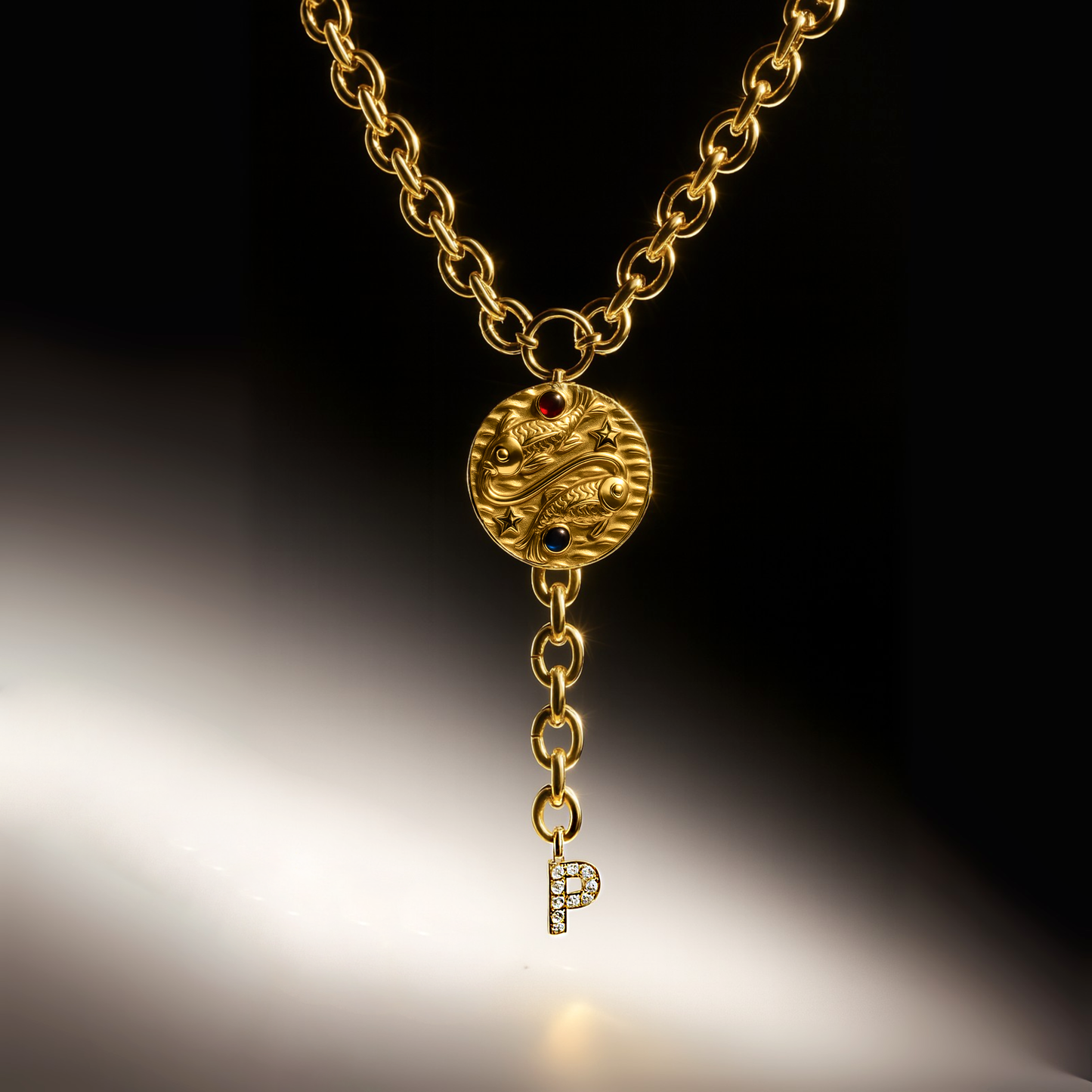 Initial Zodiac Lariat Necklace