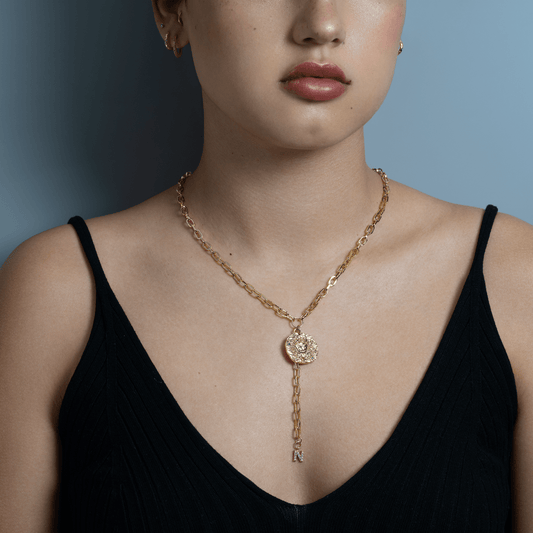 Initial Zodiac Lariat Necklace