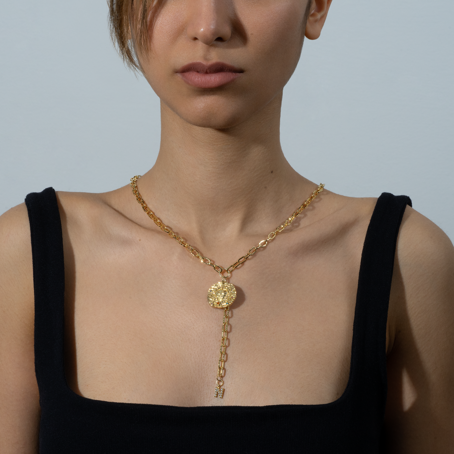 Initial Zodiac Lariat Necklace