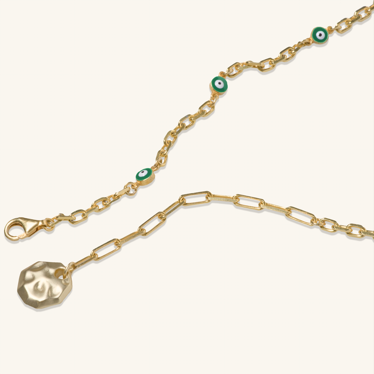 Custom Evil Eye Charm Necklace. Adjustable  length: 22" - 24"