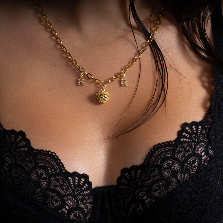2 initial gold perfume necklace
