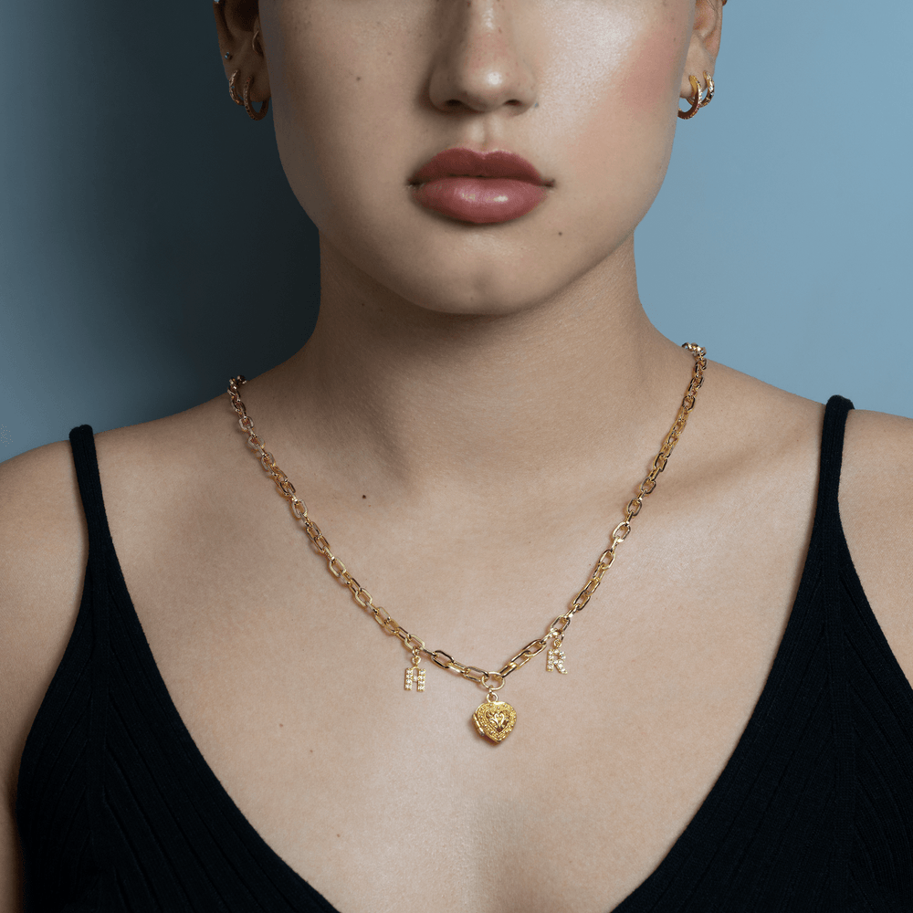 2 initial gold perfume necklace