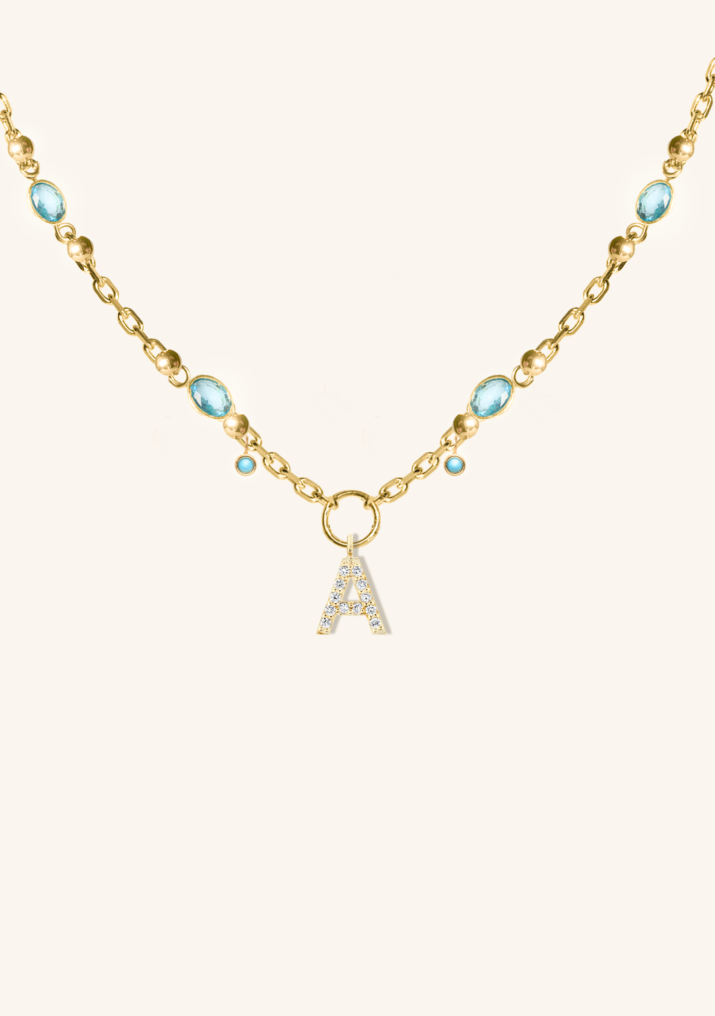 Aliä Turquoise Gemstone Initial Letter Necklace