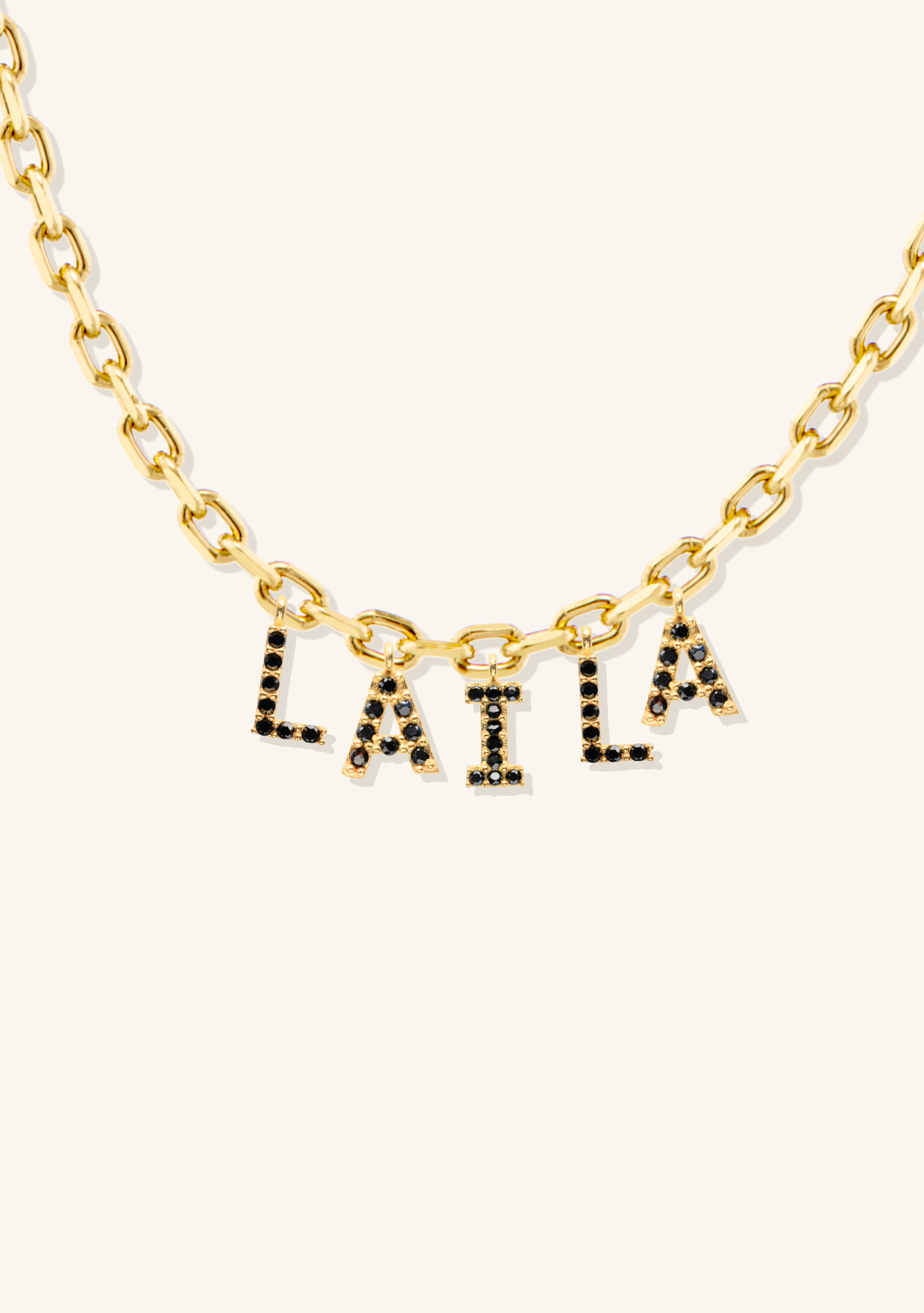 Cable Chain Diamond Initial Gold Name Necklace