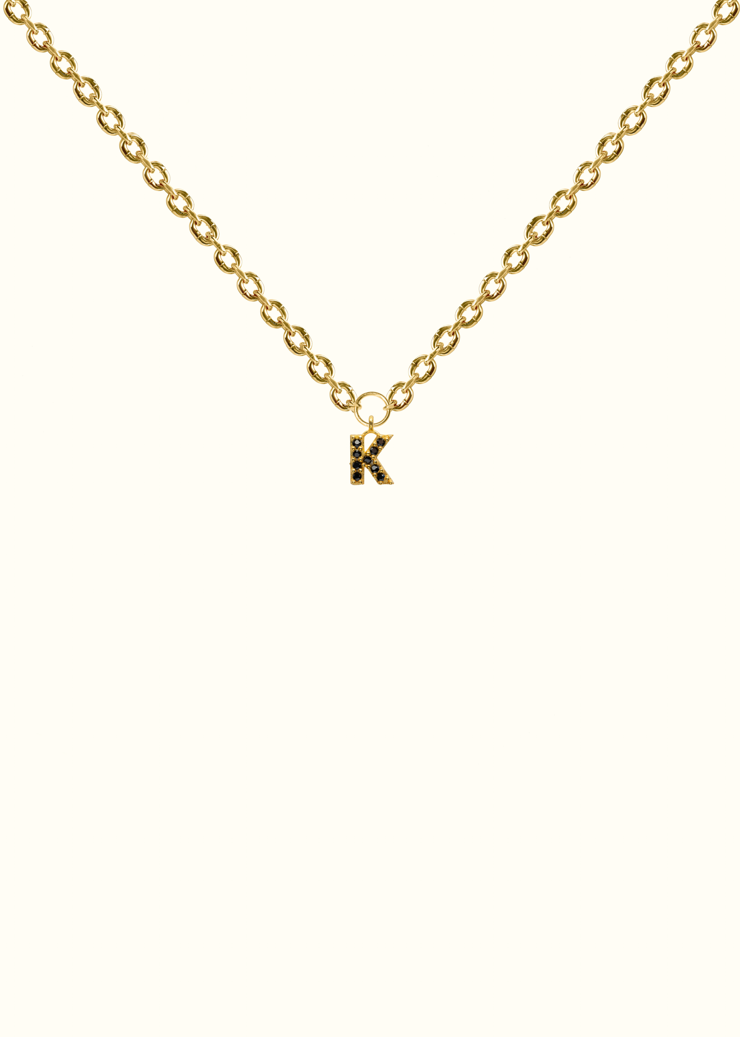 Cable Chain Diamond Initial Gold Name Necklace