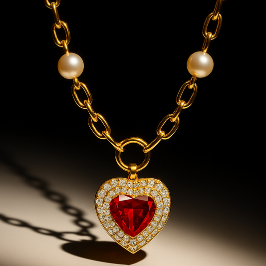 ANGEL FACED Pearl Heart Necklace