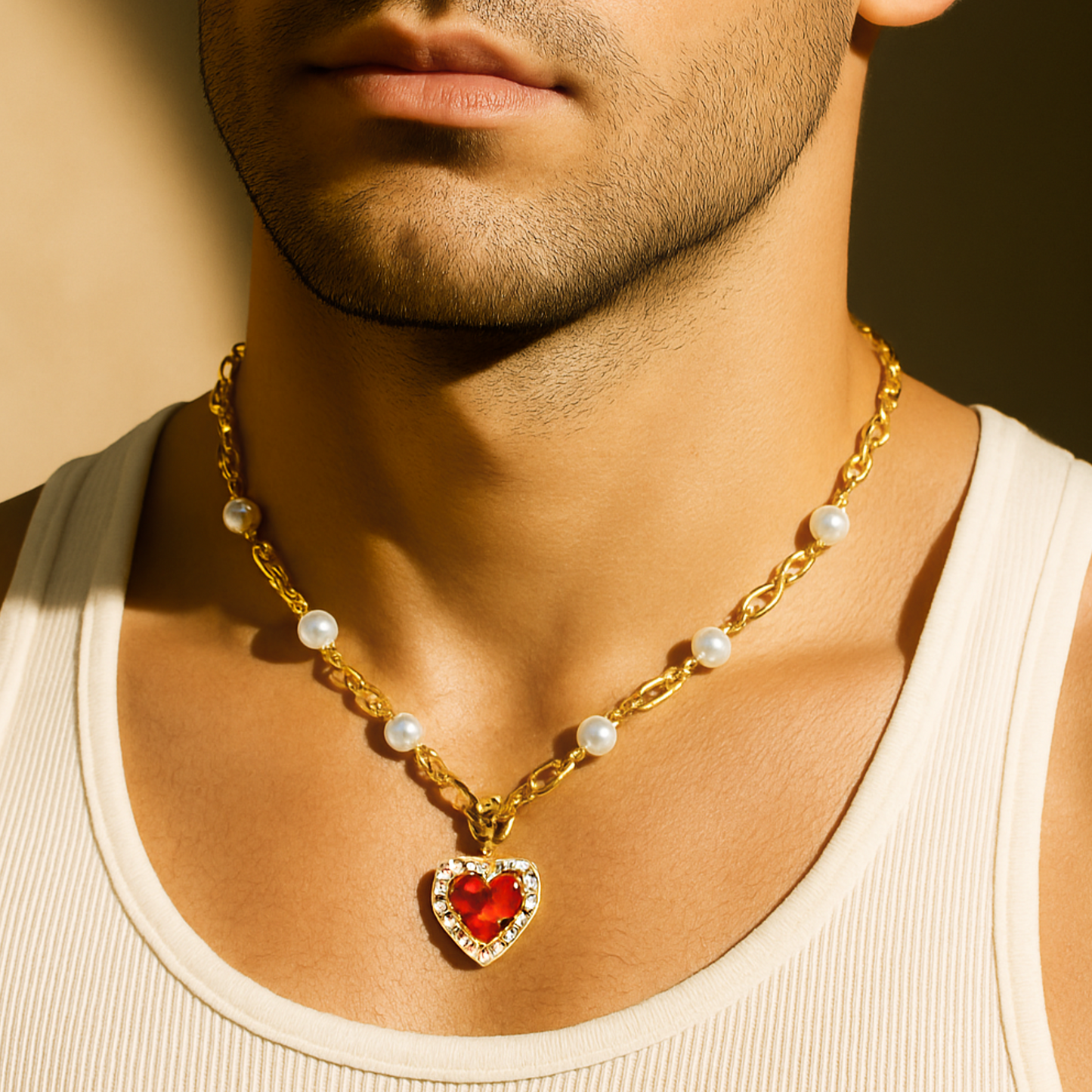 ANGEL FACED Pearl Heart Necklace