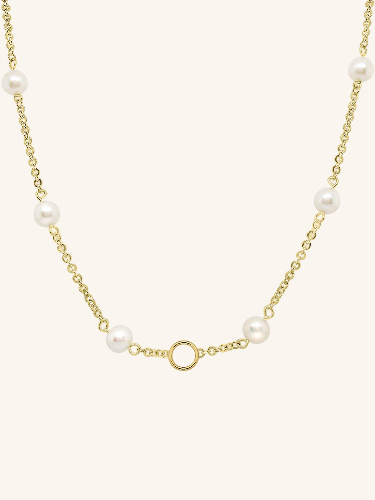 Gold Freshwater Pearl Necklace - with charm ring