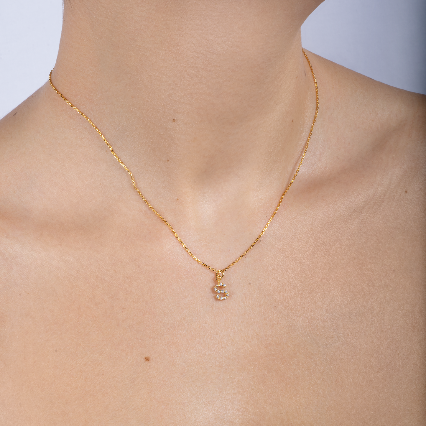 Diamond Initial Dainty Letter Necklace